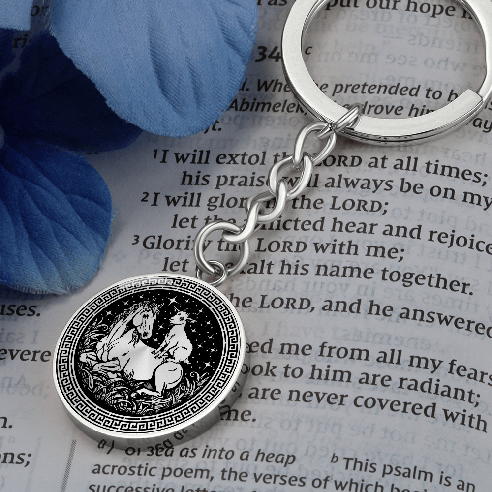 Goat and Horse Keychain - Couples Chinese Zodiac Animal Pendant Jewelry