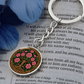 Celtic Tree of Life Pendant Keychain - Carnation January Birth Flower Jewelry