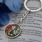 Poppy Yin Yang Keychain - August Birth Month Flower Pendant Jewelry