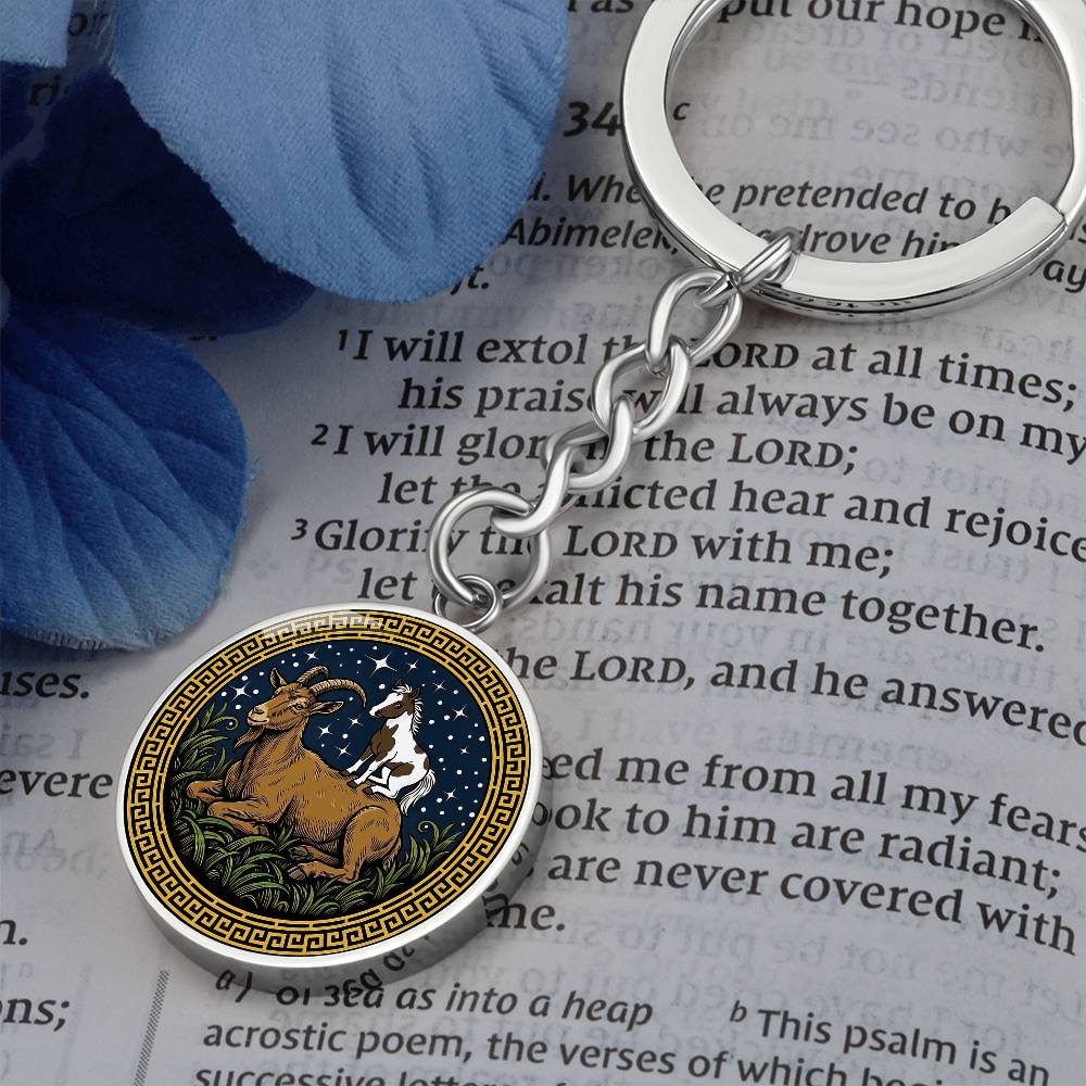 Horse & Goat Keychain - Couples Chinese Zodiac Animal Pendant Jewelry