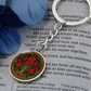 Celtic Tree of Life Pendant Keychain - Gladiolus August Birth Flower Jewelry
