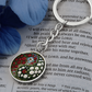 Carnation Yin Yang Keychain - January Birth Month Flower Pendant Jewelry