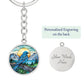 An elegant silver pendant Bluebird Necklace. The colors are blue, green,  brown and yellow. This jewelry offers personalization with an engraving option for a name.