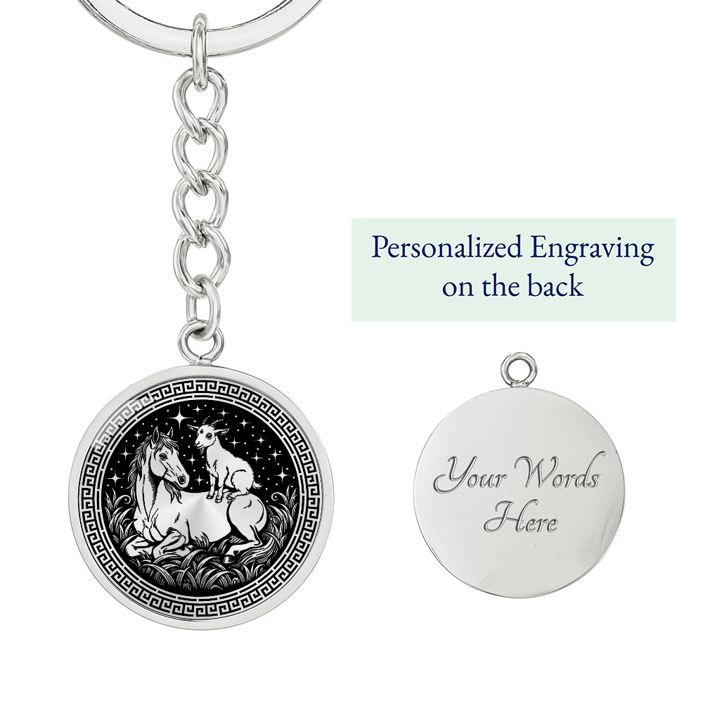 Goat and Horse Keychain - Couples Chinese Zodiac Animal Pendant Jewelry