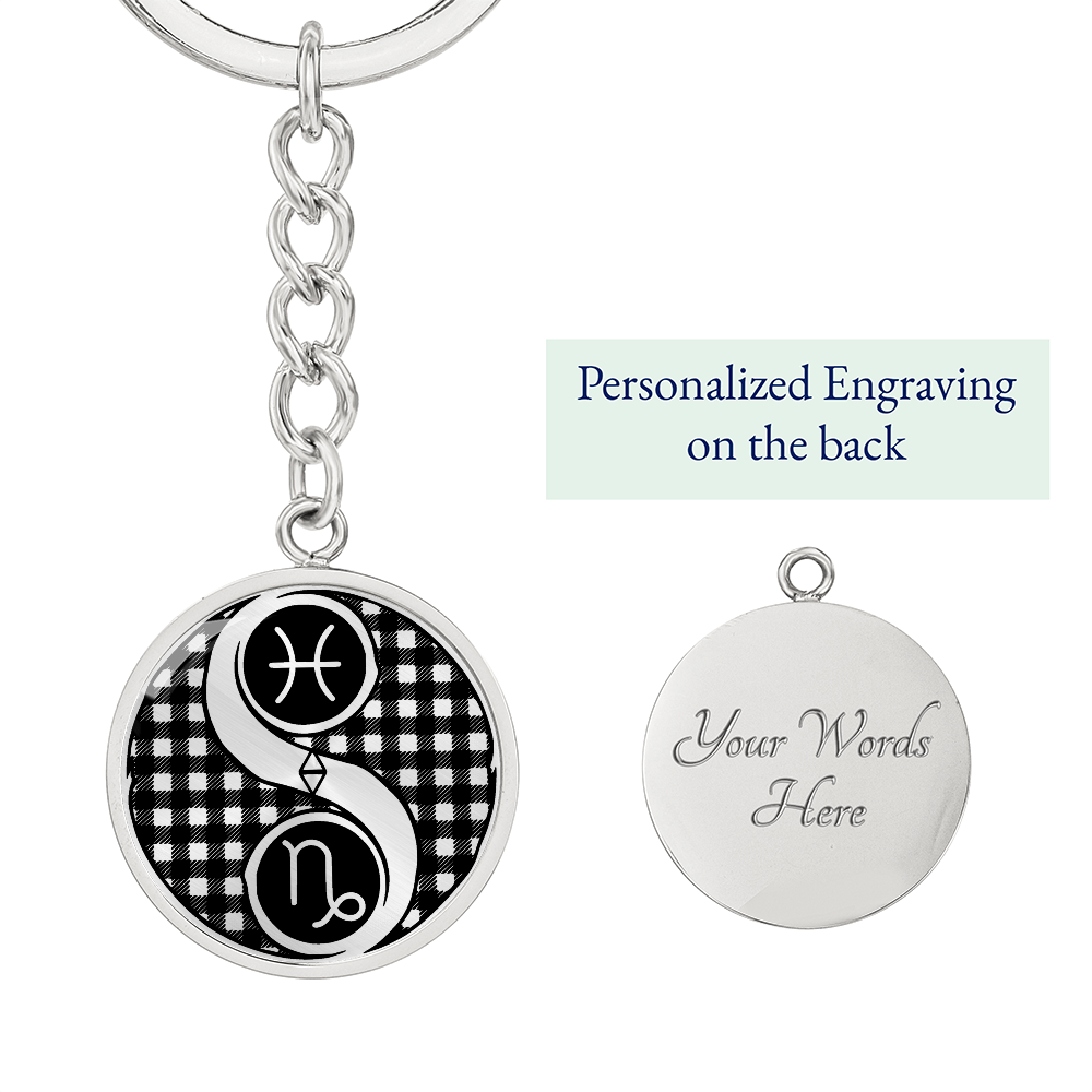 Pisces & Capricorn Keychain, Yin Yang Couples Zodiac Jewelry