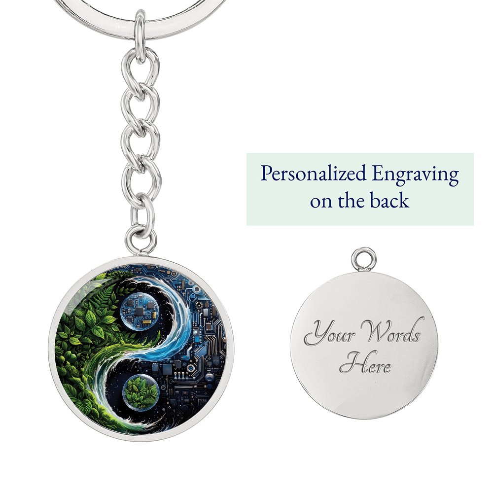 Nature & Circuit Yin Yang Pendant Keychain