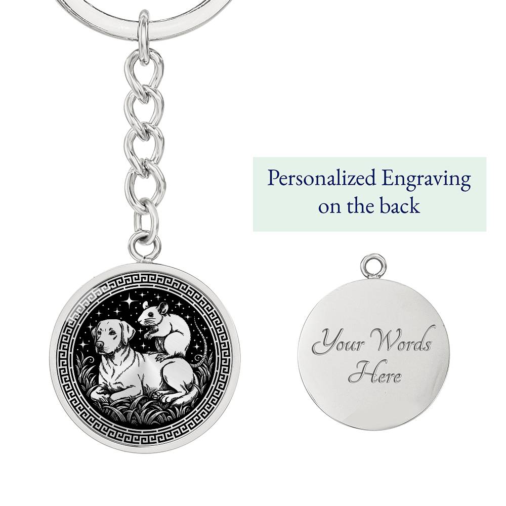 Dog and Rat Keychain - Couples Chinese Zodiac Animal Pendant Jewelry