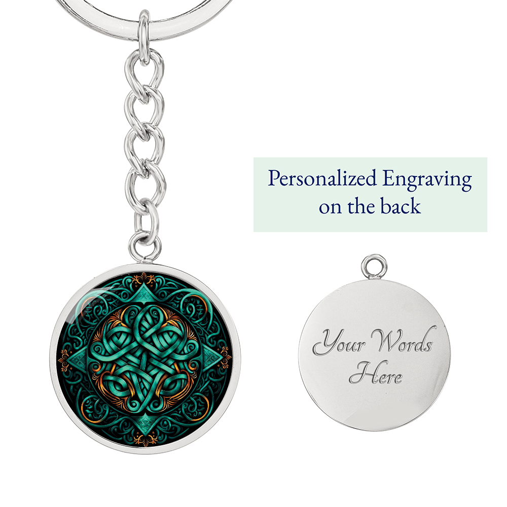 Teal Celtic Knot Keychain - Romantic Pendant Jewelry