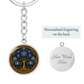 Celtic Tree of Life Pendant Keychain - Aster September Birth Flower Jewelry