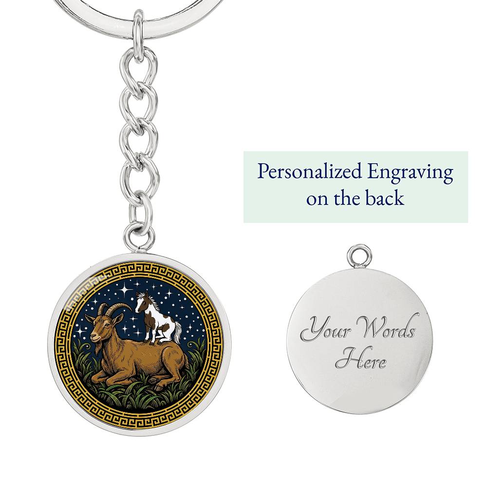 Horse & Goat Keychain - Couples Chinese Zodiac Animal Pendant Jewelry