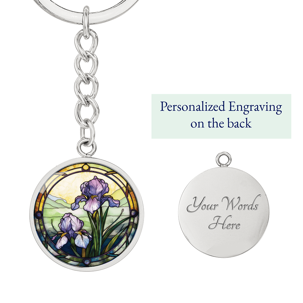 Iris Keychain - February Birth Flower Pendant Jewelry