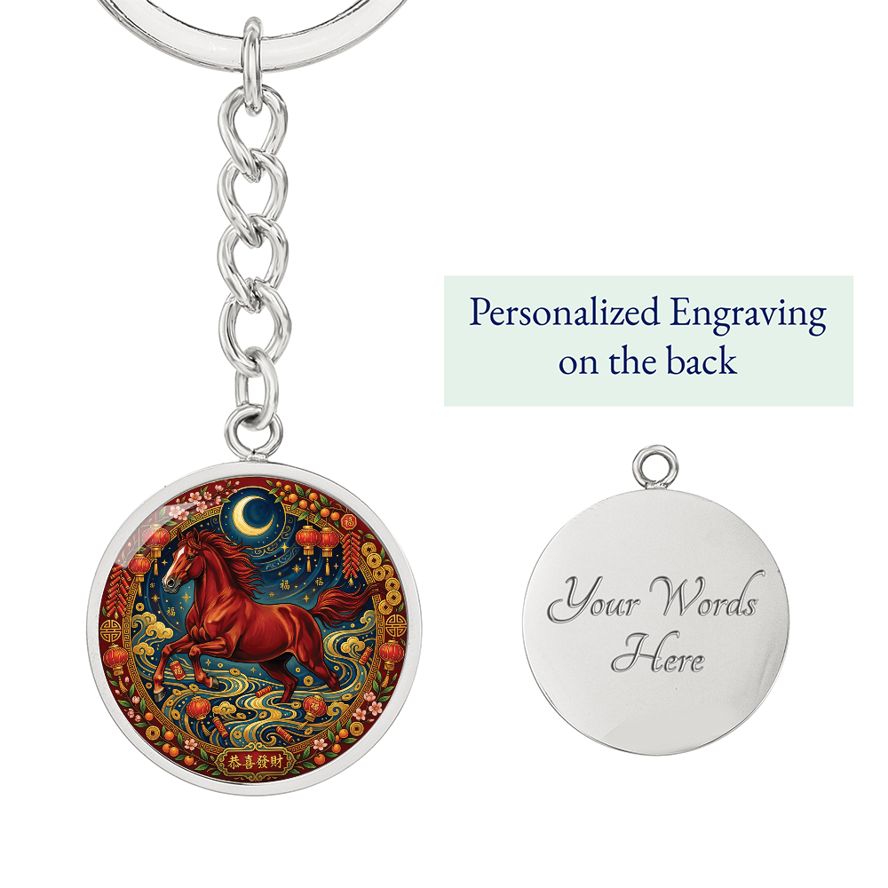 Year of The Horse Keychain - Chinese Zodiac Animal Charm Pendant Jewelry