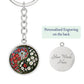 Red and White Morning Glory Yin Yang Keychain - September Birth Month Flower Pendant Jewelry
