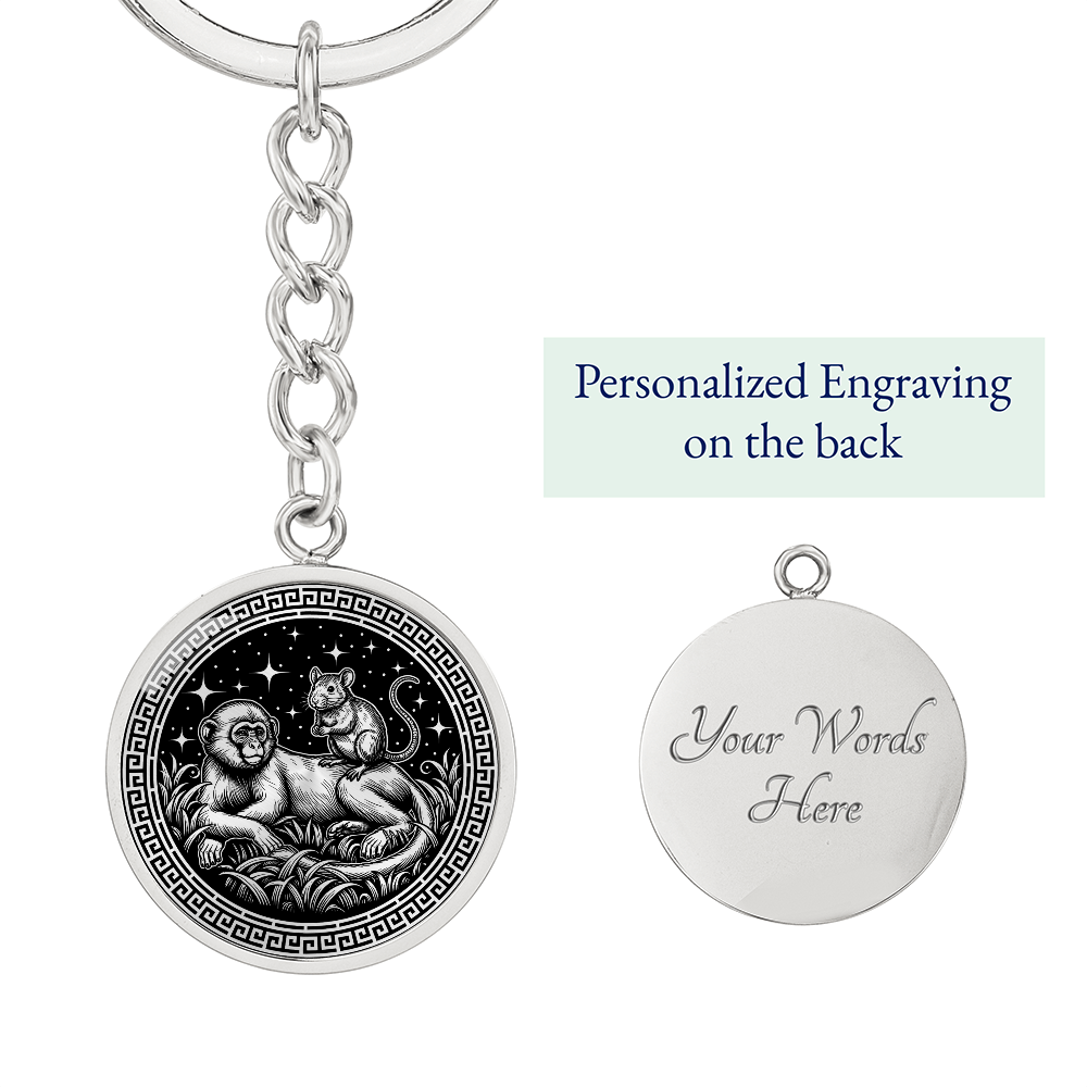 Monkey & Rat Keychain - Couples Chinese Zodiac Animal Pendant Jewelry