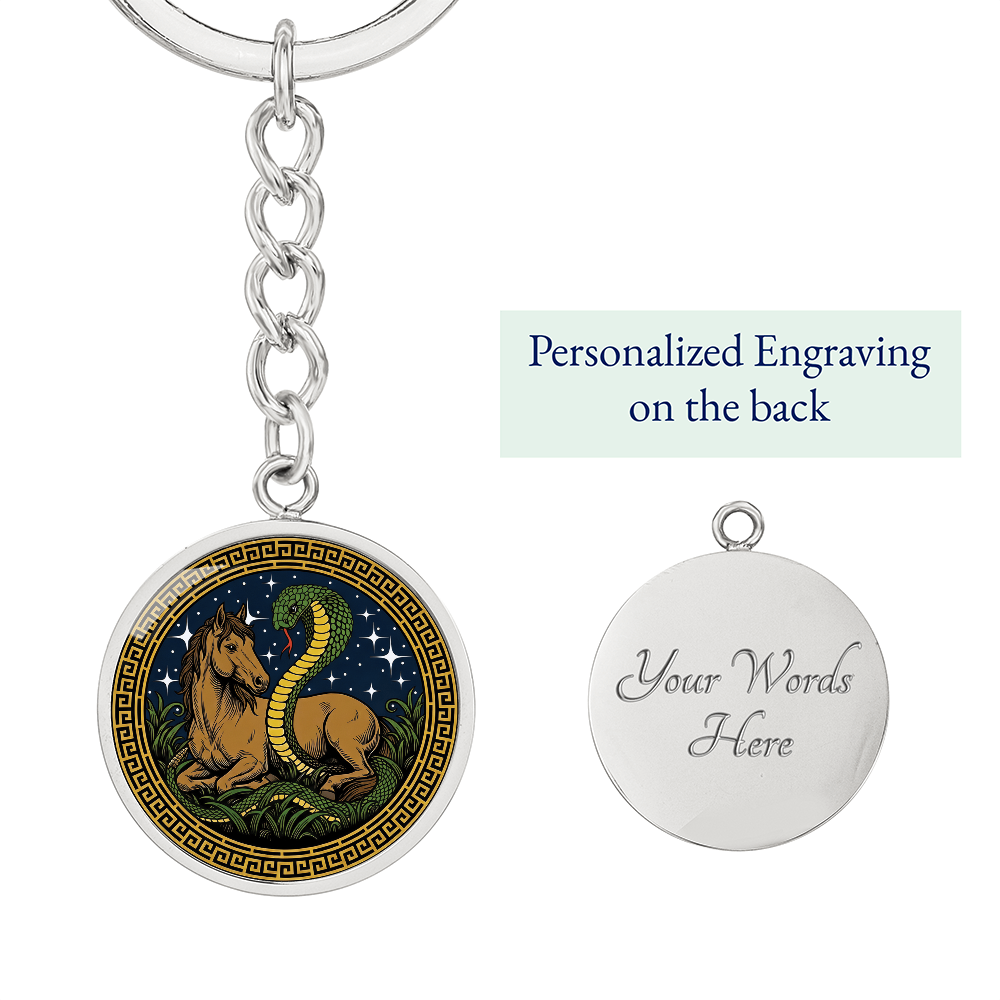Snake and Horse Keychain - Couples Chinese Zodiac Animal Pendant Jewelry