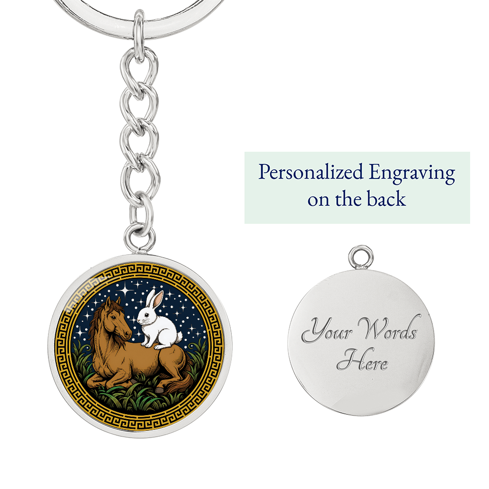 Rabbit and Horse Keychain - Couples Chinese Zodiac Animal Pendant Jewelry