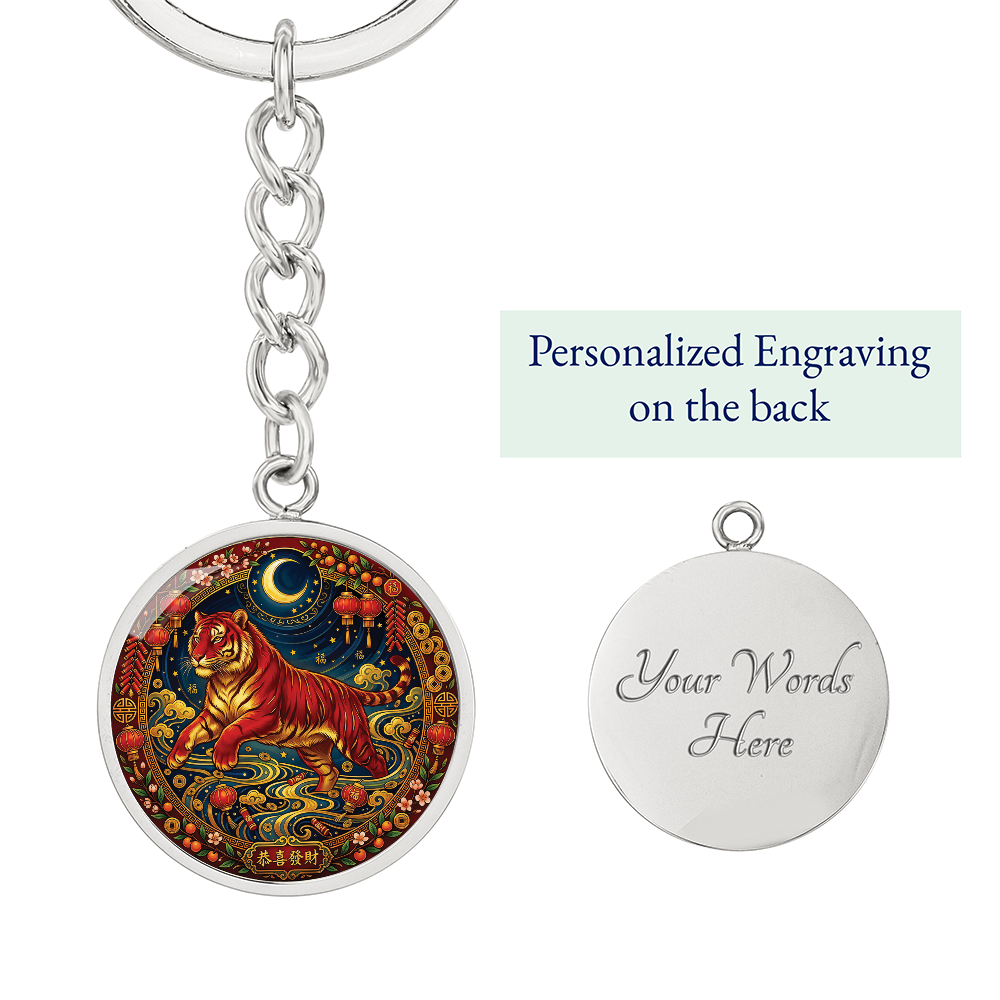 Year of The Tiger Keychain - Chinese Zodiac Animal Charm Pendant Jewelry
