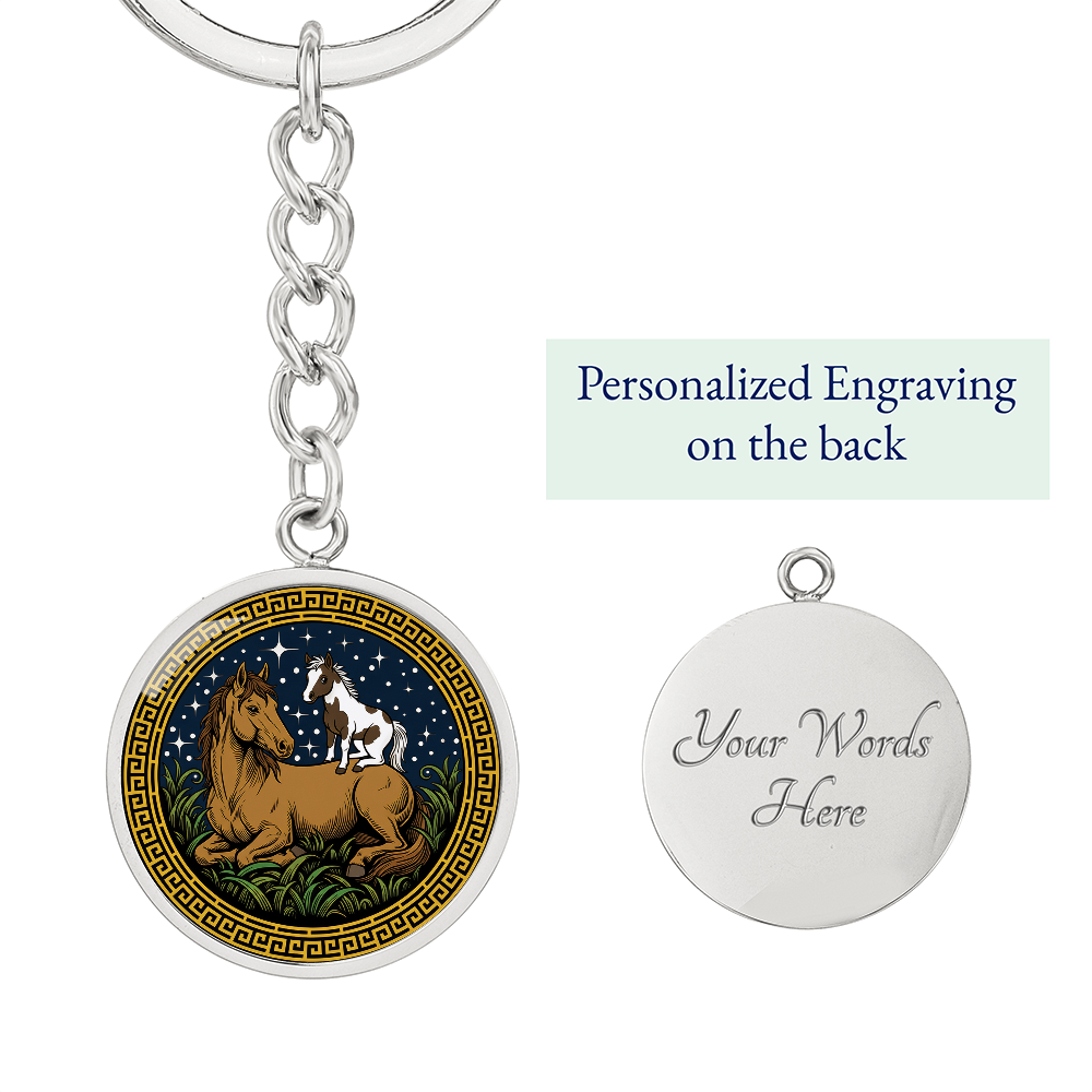 Horse and Horse Keychain - Couples Chinese Zodiac Animal Pendant Jewelry