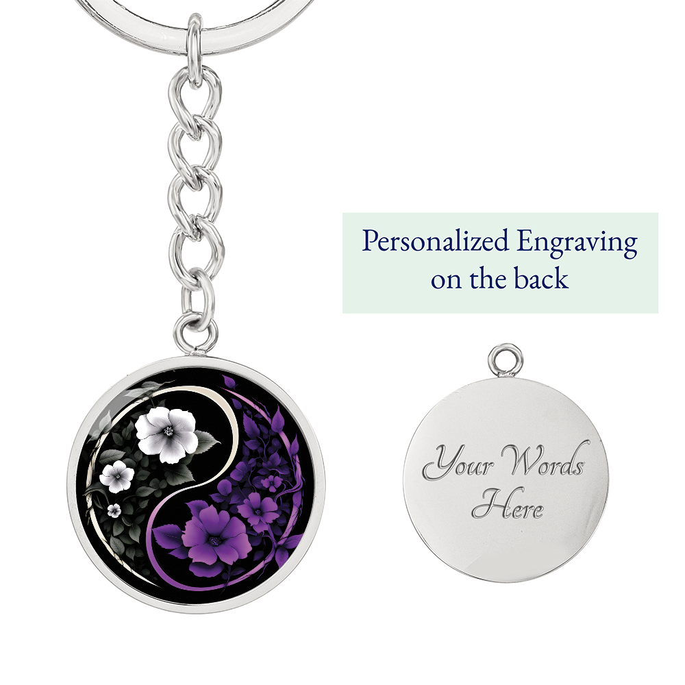 Violet Yin Yang Keychain