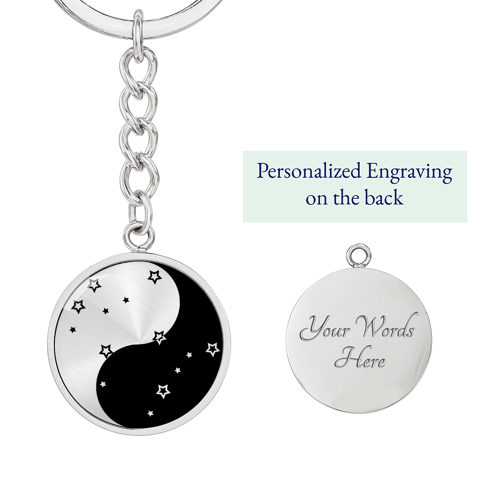 Gemini Yin Yang Pendant Keychain - Zodiac Constellation Jewelry
