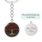 Celtic Tree of Life Pendant Keychain - Rose June Birth Flower Jewelry