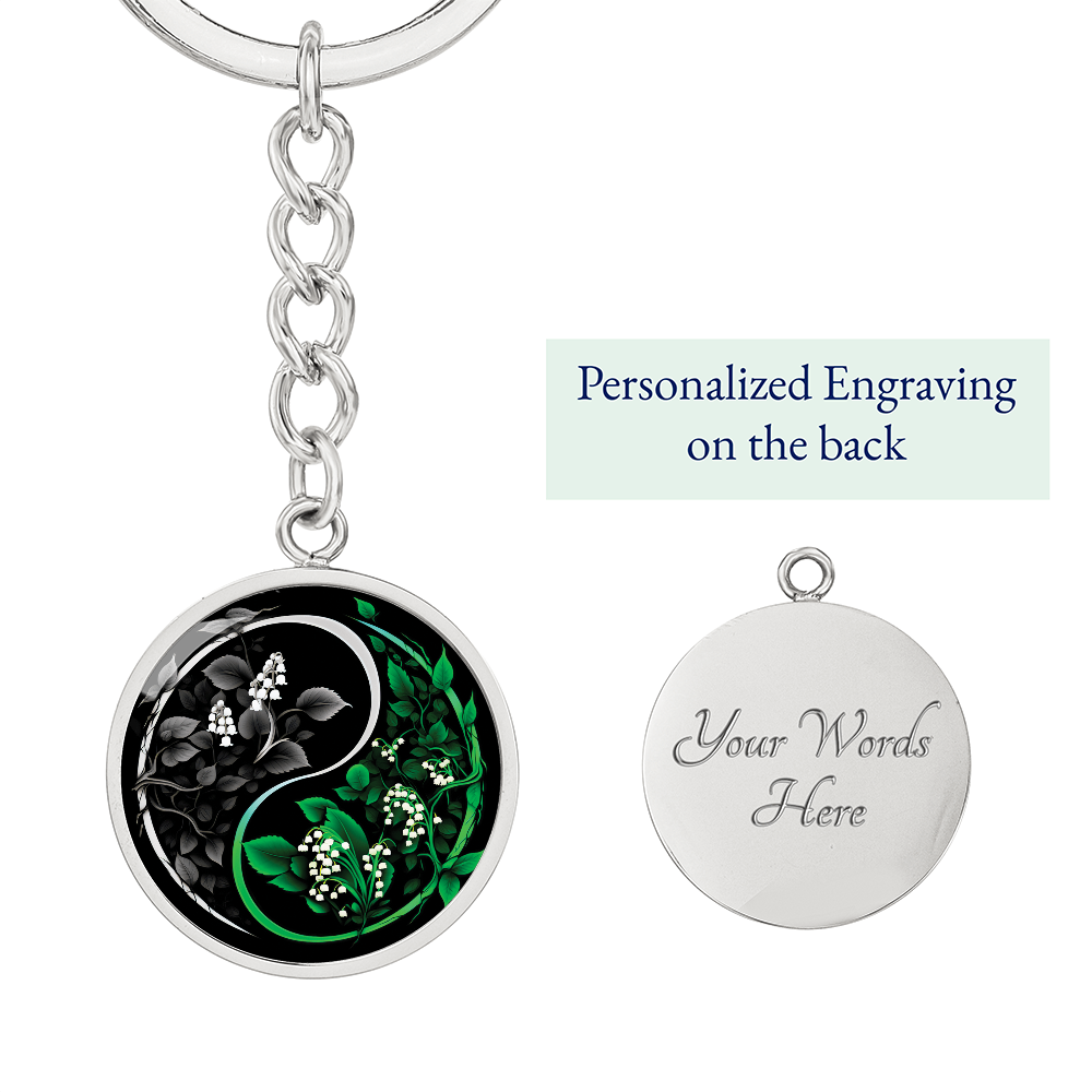 Lily of the Valley Keychain - May Yin Yang Birth Flower Jewelry