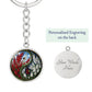 Larkspur Yin Yang Keychain - July Birth Month Flower Pendant Jewelry