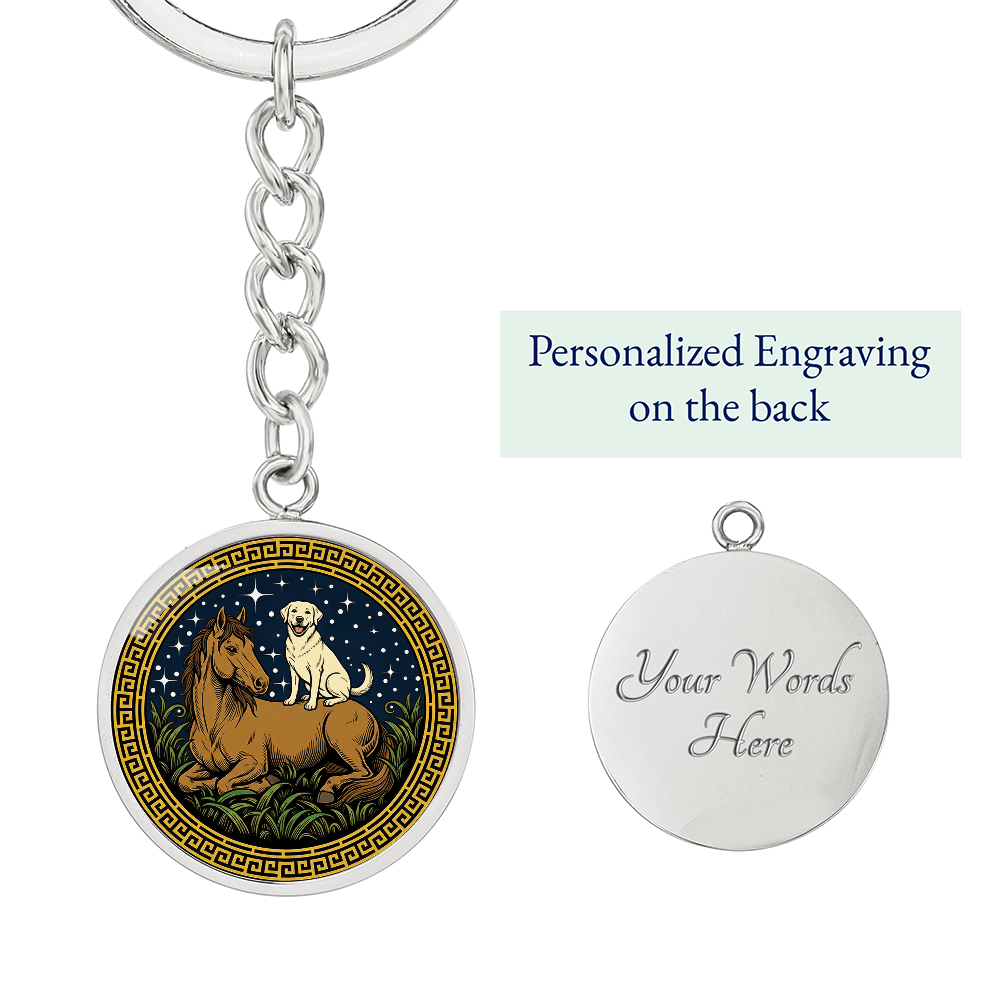 Dog and Horse Keychain - Couples Chinese Zodiac Animal Pendant Jewelry