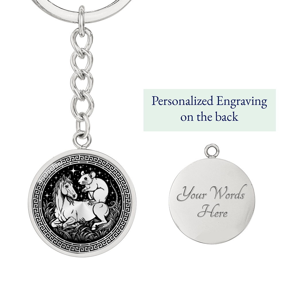 Rat and Horse Keychain - Couples Chinese Zodiac Animal Pendant Jewelry