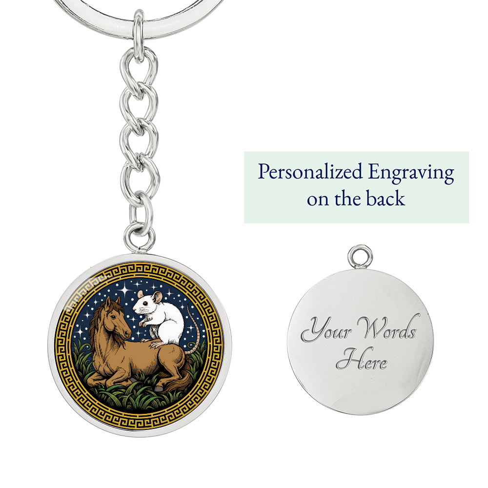 Rat and Horse Keychain - Couples Chinese Zodiac Animal Pendant Jewelry