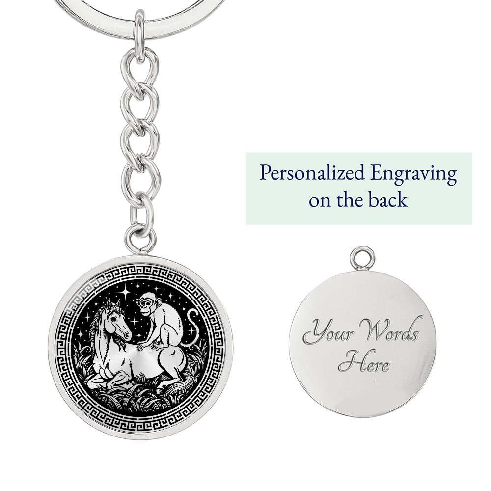 Monkey and Horse Keychain - Couples Chinese Zodiac Animal Pendant Jewelry