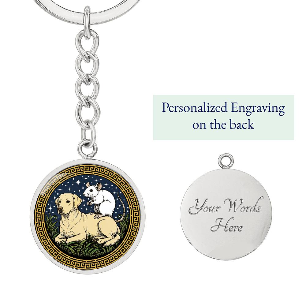 Dog and Rat Keychain - Couples Chinese Zodiac Animal Pendant Jewelry