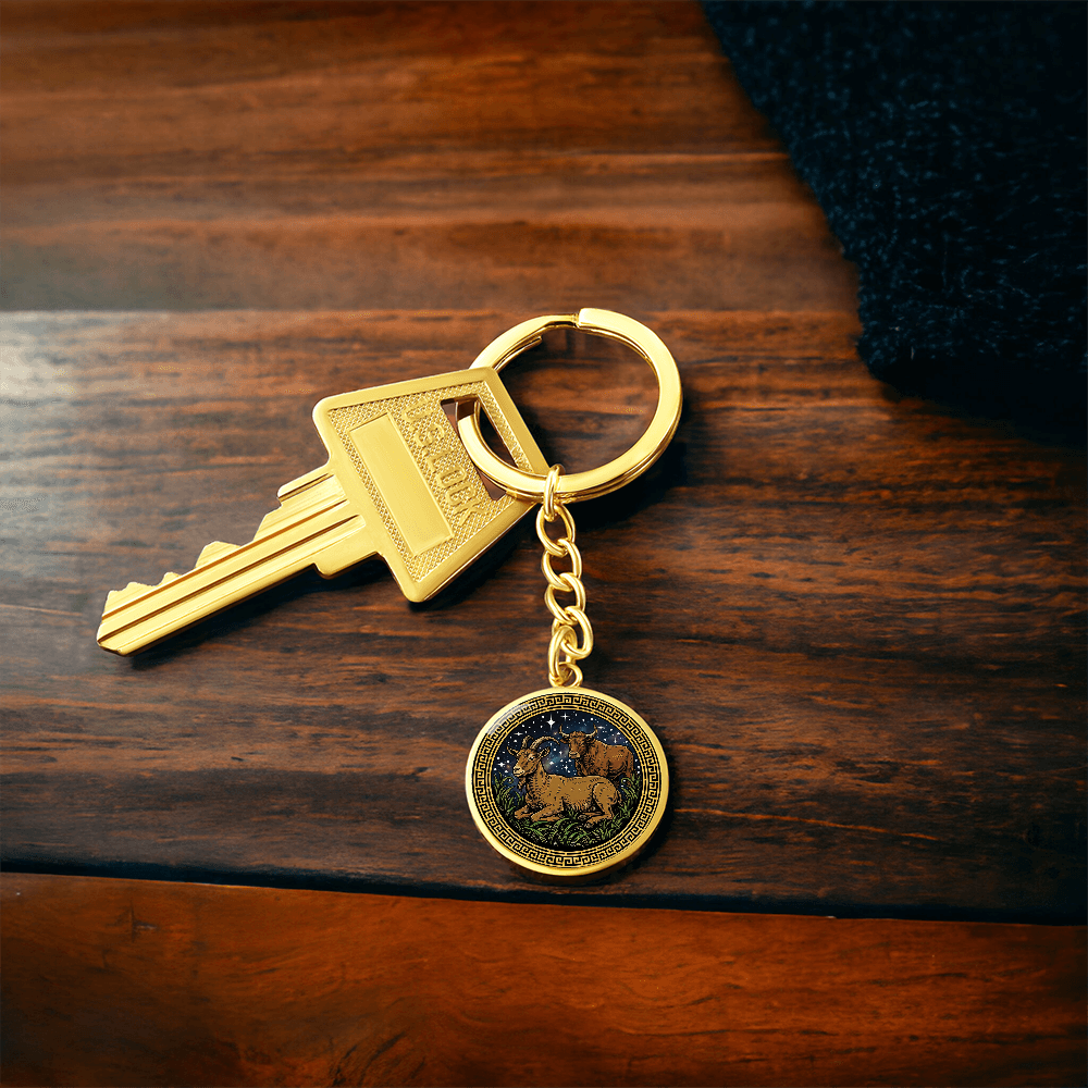 Ox & Goat Keychain - Couples Chinese Zodiac Animal Pendant Jewelry