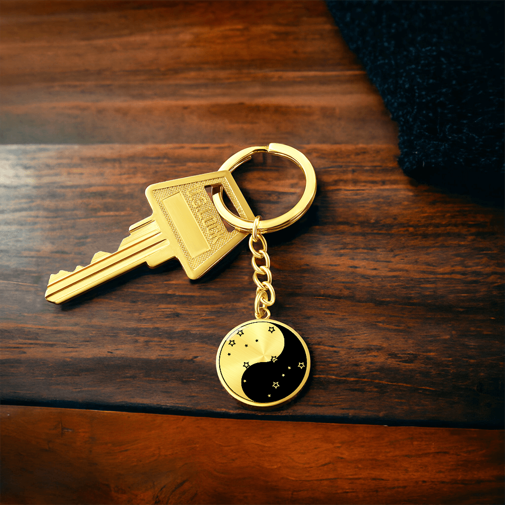 Gemini Yin Yang Pendant Keychain - Zodiac Constellation Jewelry