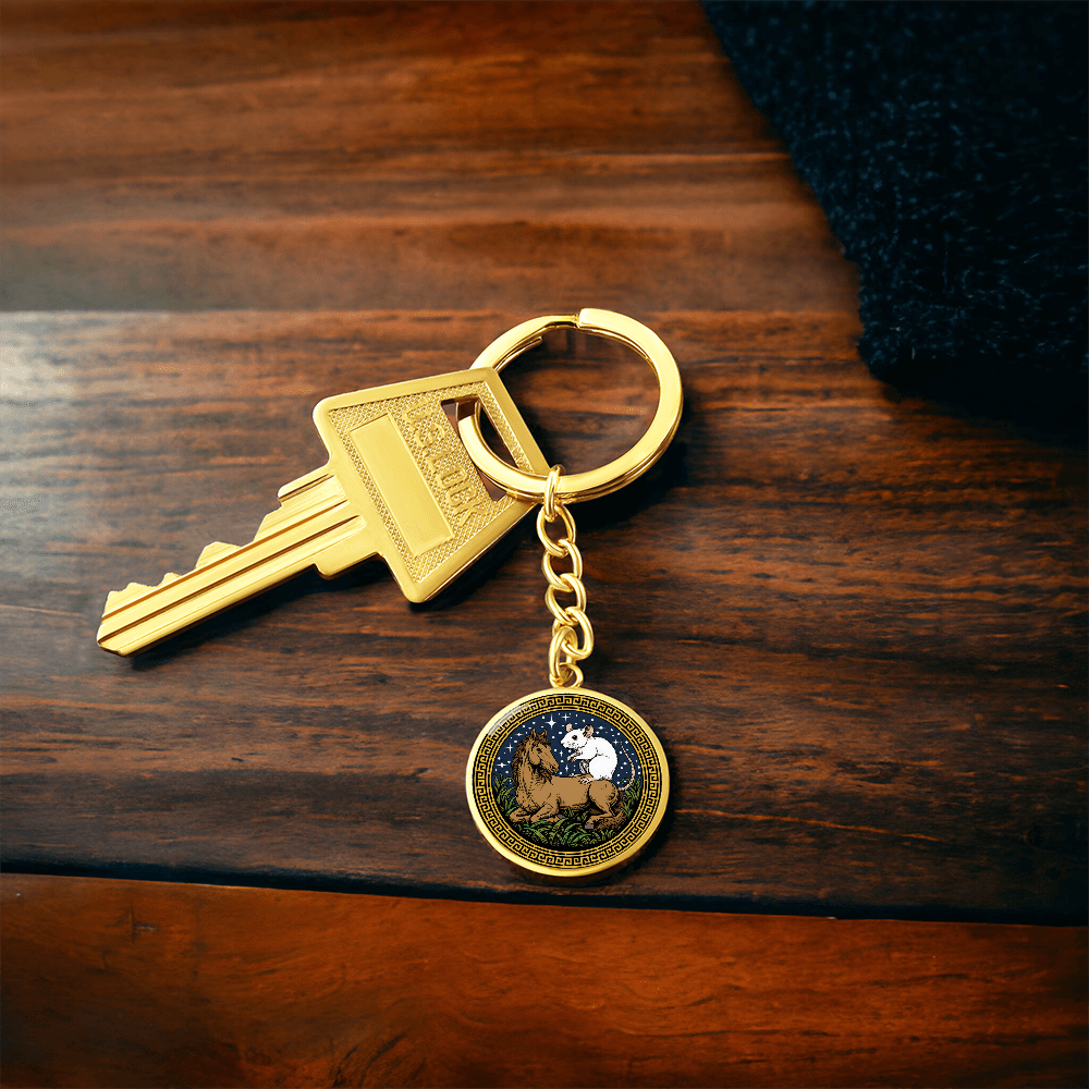 Rat and Horse Keychain - Couples Chinese Zodiac Animal Pendant Jewelry