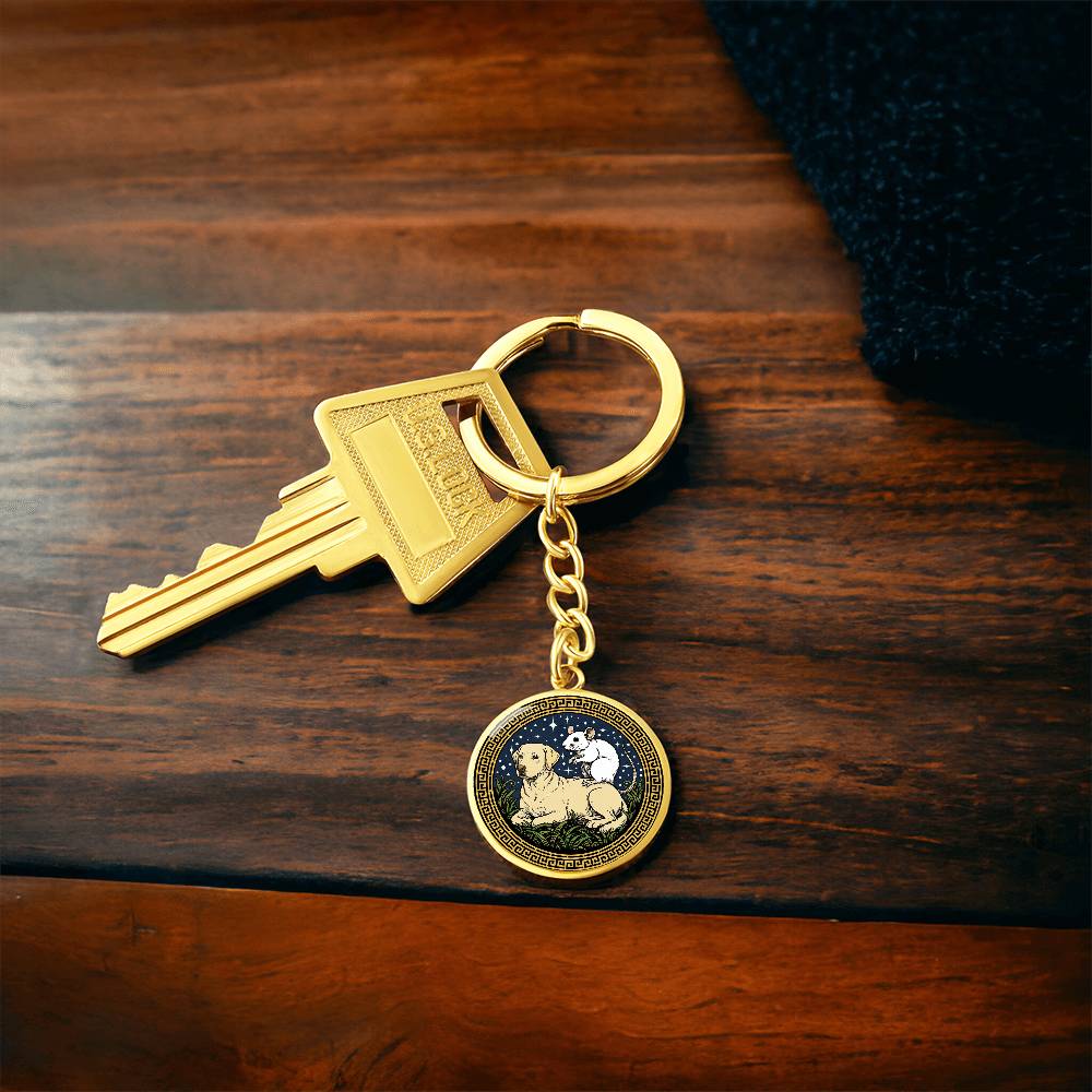 Dog and Rat Keychain - Couples Chinese Zodiac Animal Pendant Jewelry