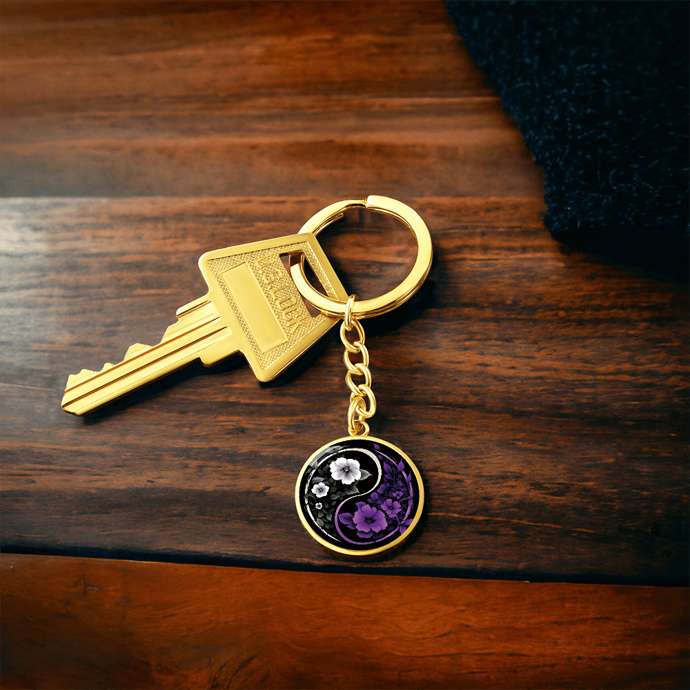 Violet Yin Yang Keychain