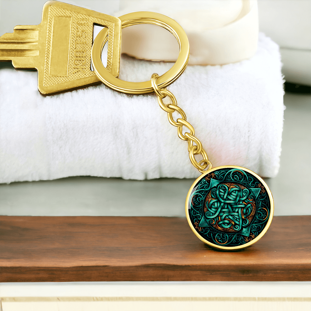 Teal Celtic Knot Keychain - Romantic Pendant Jewelry