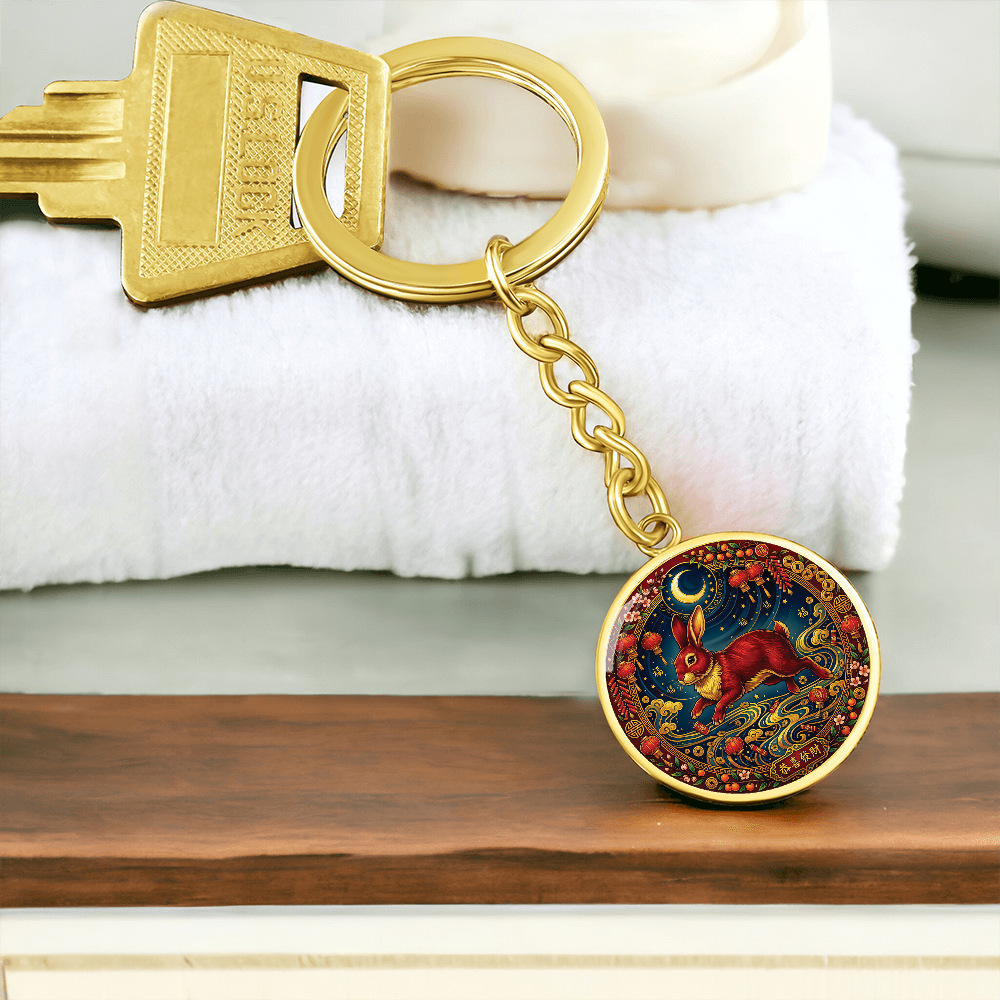 Year of The Rabbit Keychain - Chinese Zodiac Animal Charm Pendant Jewelry