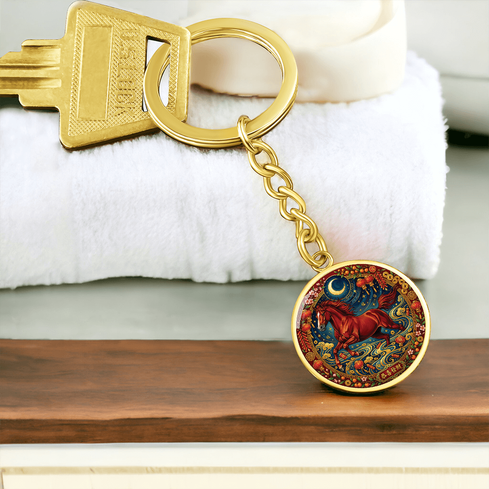 Year of The Horse Keychain - Chinese Zodiac Animal Charm Pendant Jewelry