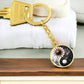 Sun and Moon Keychain, Personalized Celestial Jewelry, 18K Gold Yin and Yang Charm Pendant, Harmony & Unity Space Gift For Her or Him