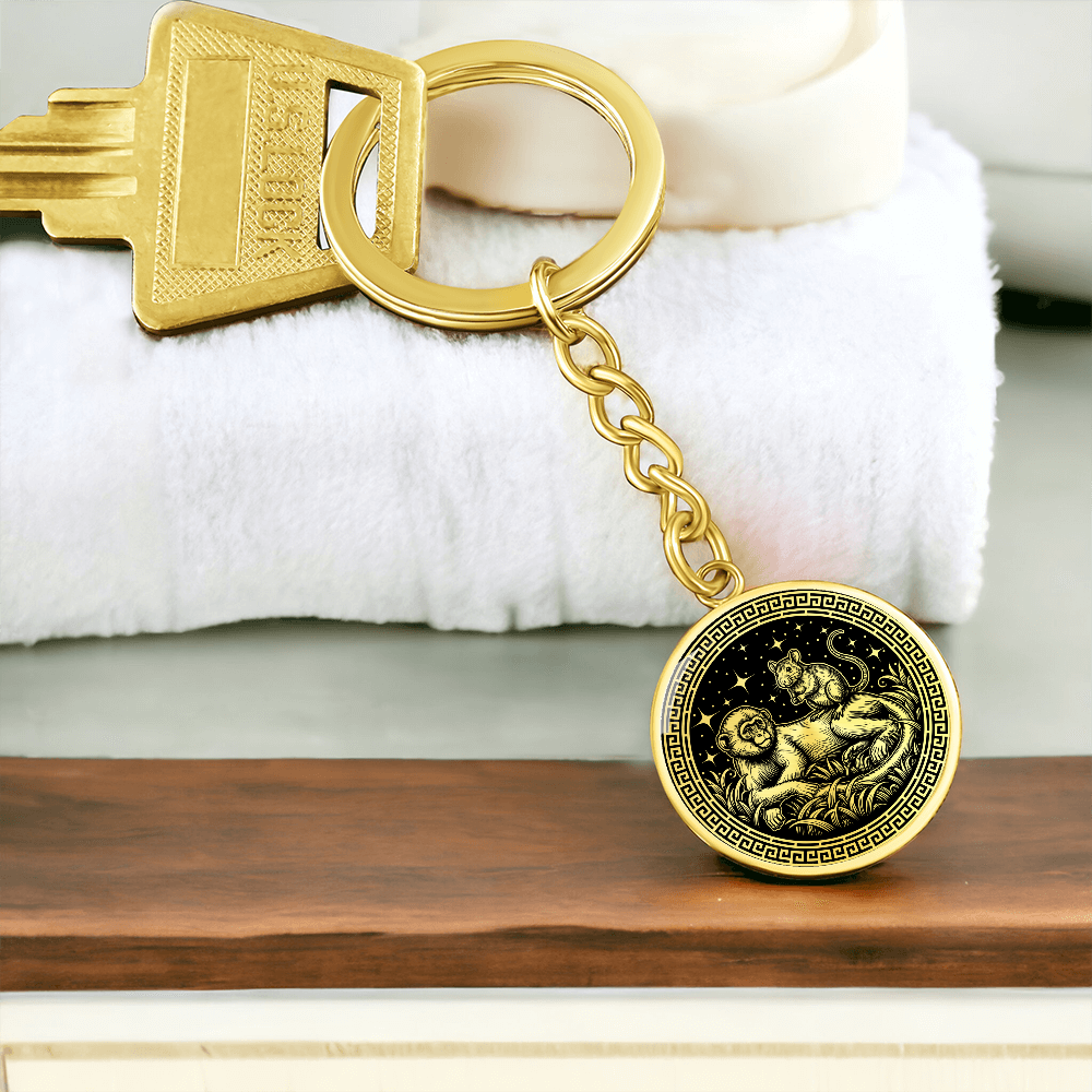 Monkey & Rat Keychain - Couples Chinese Zodiac Animal Pendant Jewelry