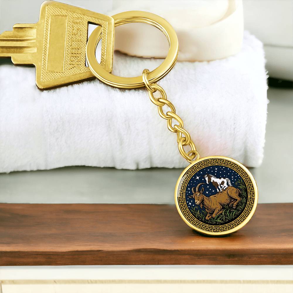 Horse & Goat Keychain - Couples Chinese Zodiac Animal Pendant Jewelry
