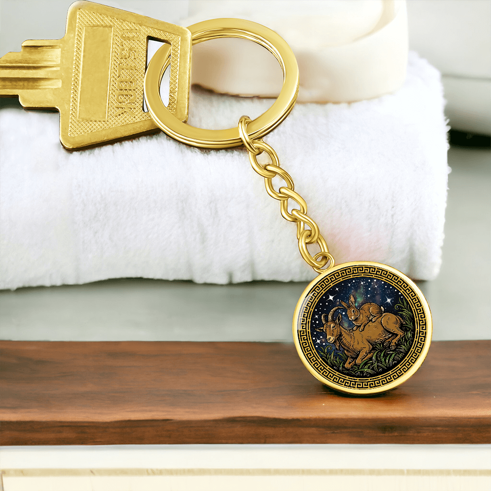 Rabbit & Goat Keychain - Couples Chinese Zodiac Animal Pendant Jewelry