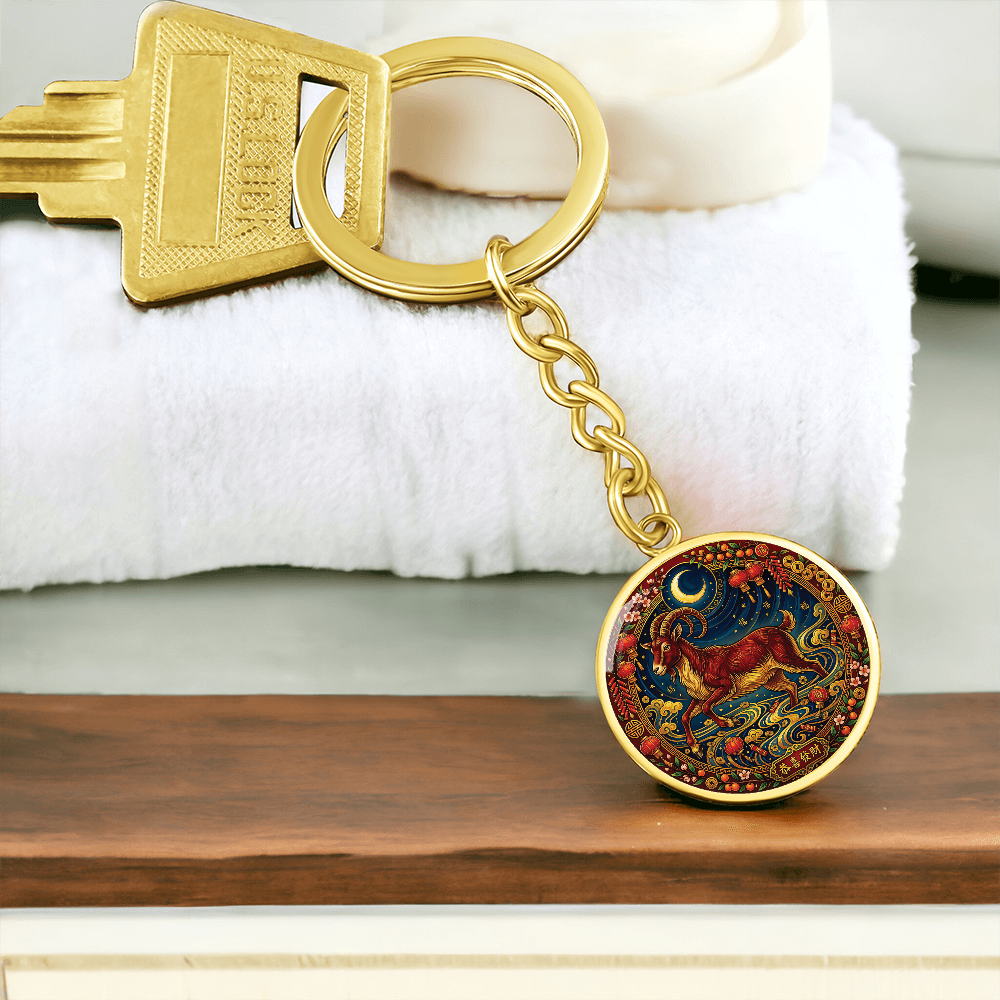 Year of The Goat Keychain - Chinese Zodiac Animal Charm Pendant Jewelry