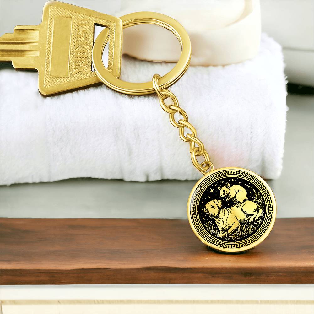 Dog and Rat Keychain - Couples Chinese Zodiac Animal Pendant Jewelry
