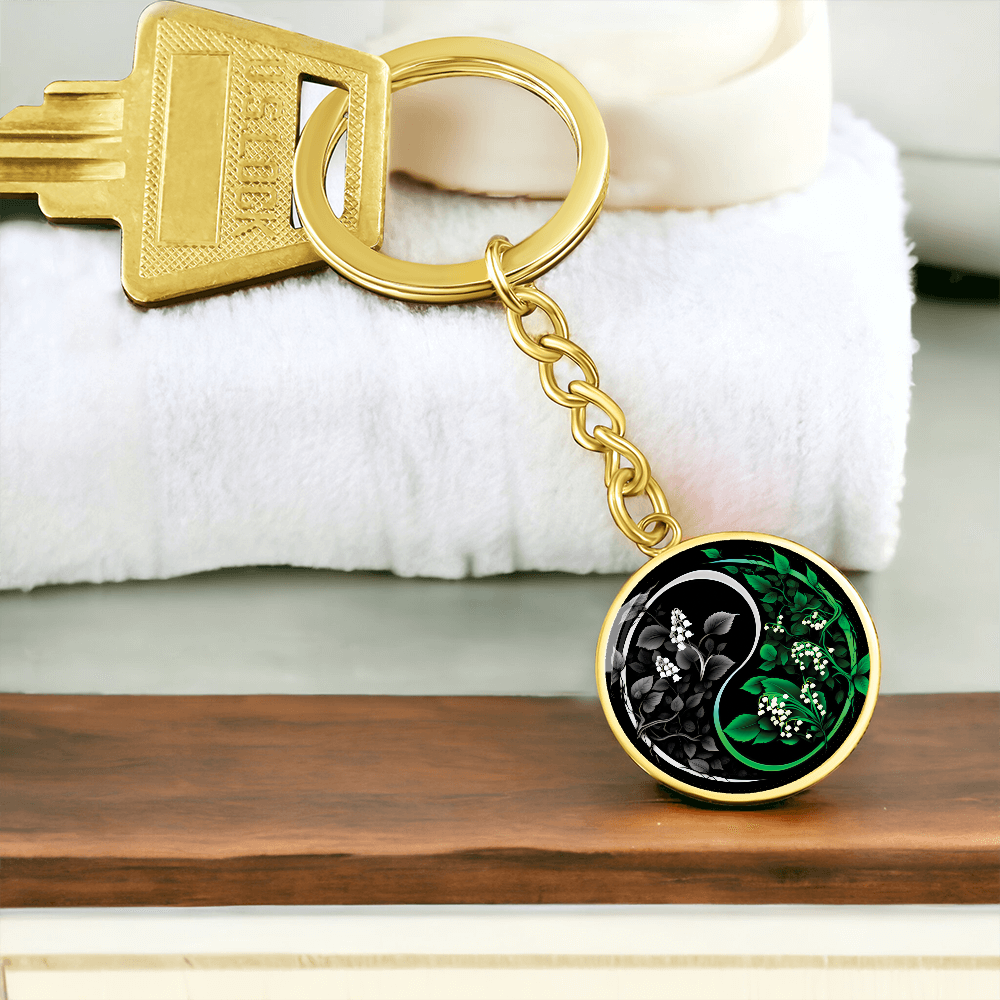Lily of the Valley Keychain - May Yin Yang Birth Flower Jewelry