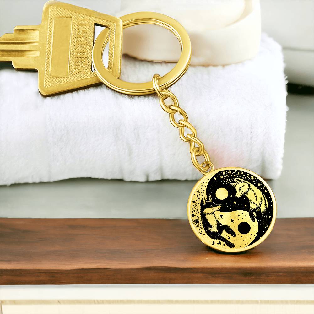 Yin Yang Fox Keychain