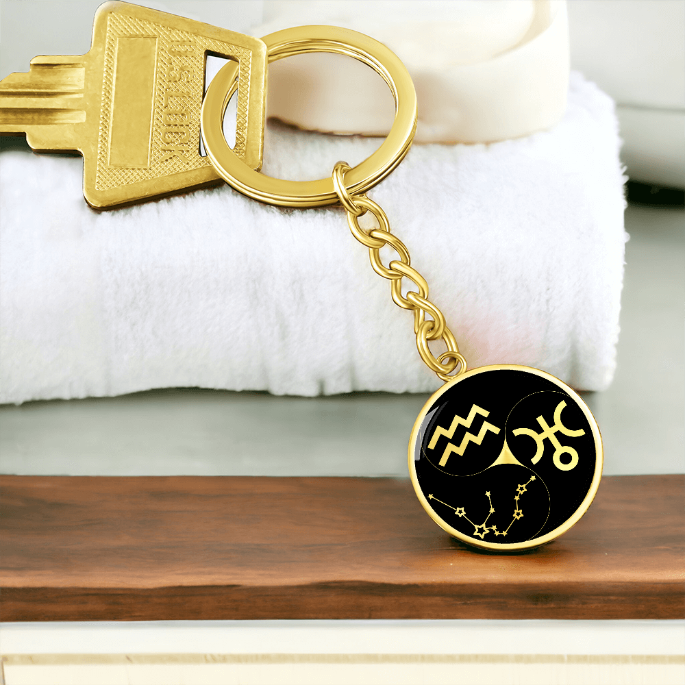 Aquarius Keychain - Yin Yang Pendant Jewelry