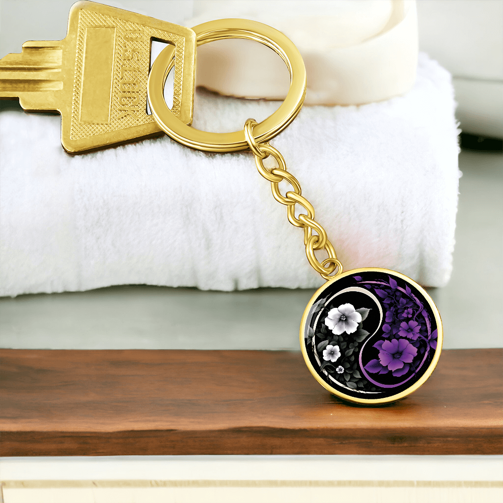 Violet Yin Yang Keychain